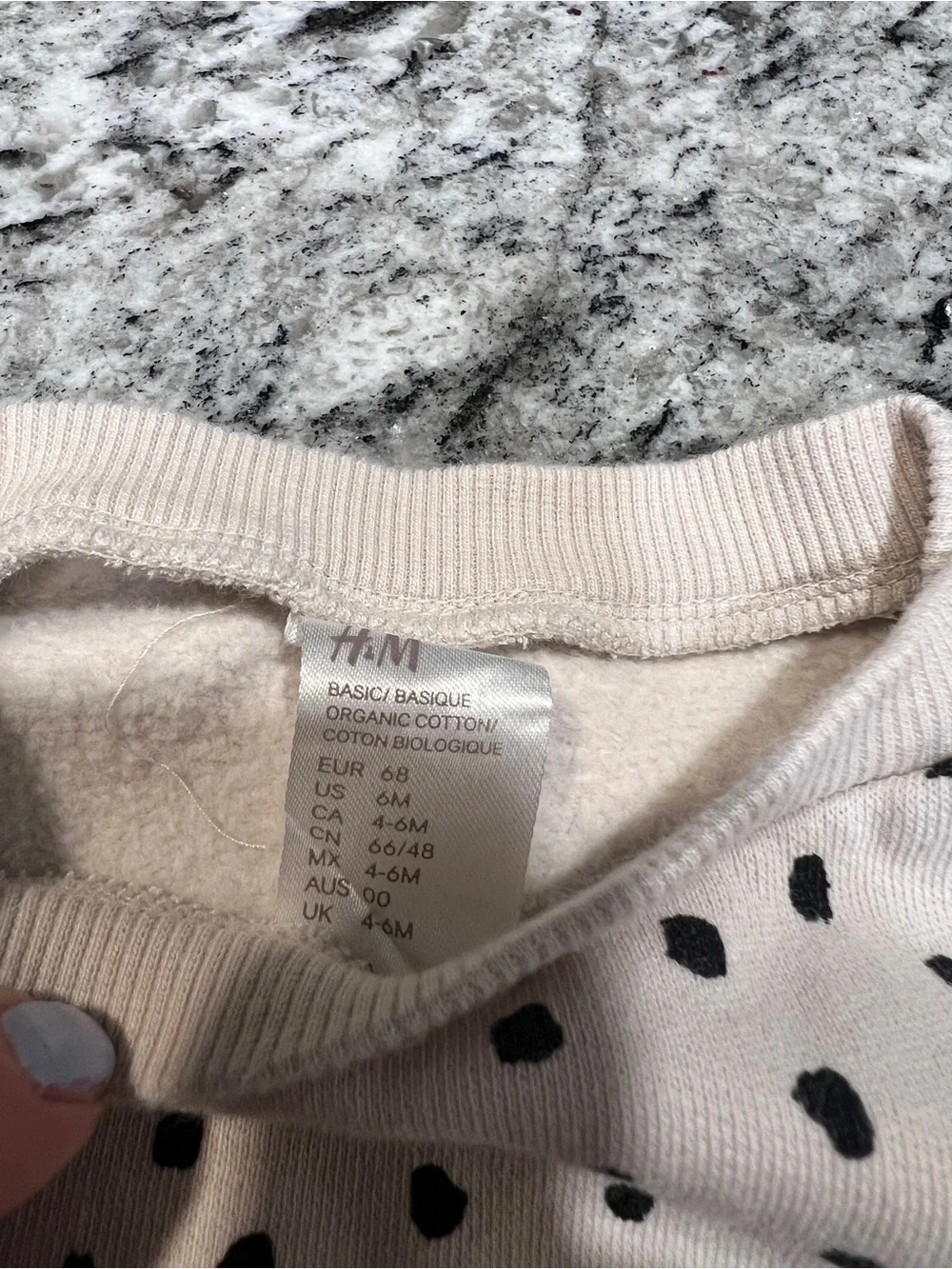 H&M Organic Cotton Baby Sweatshirt & Jogger Set Cream Black Polka Dot 4–6M
